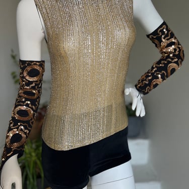 1960s Showgirl Costume Black Velvet and Lurex Vintage 1960s XS/S VIntage 