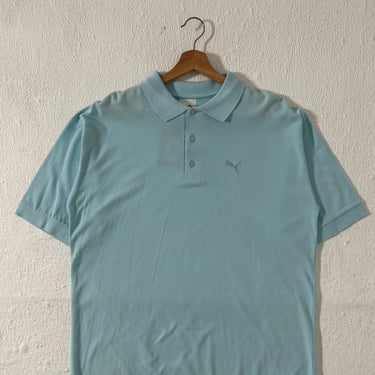 Vintage Commercial Sample Puma Light Blue Polo Shirt Sz. XL