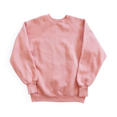vintage sweatshirt / raglan sweatshirt / 1970s soft pink raglan crew neck blank sweatshirt Medium 
