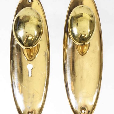 Polished Brass Door Knob Set with Oval Plates