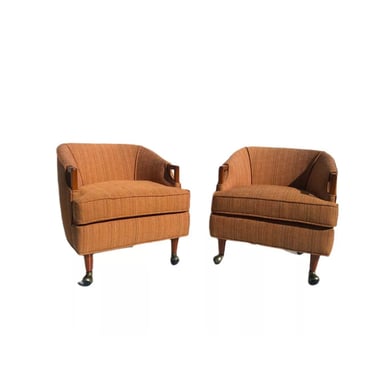 Mid century danish modern pair armchairs chairs walnut 