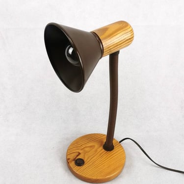 Vintage Wood Desk Lamp, Table Lamp, Mid Century Desk Lamp, Old Lamp, Adjusting Lamp, Made In 60's, Wooden and Metal lamp 