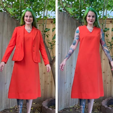 Vintage 1960’s Orange Dress and Blazer Set 