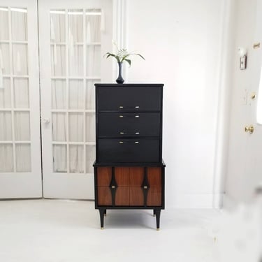 Sold##Beautiful mid century modern dresser, vintage mcm walnut dresser,  painted mid century dresser,  painted dresser nj NYC 