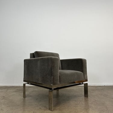 Contemporary Chrome and Mohair Lounge Chair by Martin Bratrud Series One 
