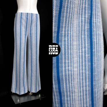 Soft, Comfy, Groovy Vintage 70s Blue White Stripe Pants 
