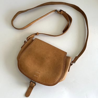 Vintage 90s Handmade Distressed Genuine Leather Small Crossbody Bag 