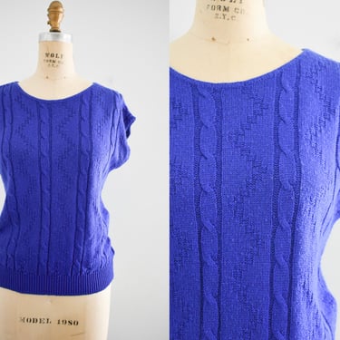 1980s Royal Blue Cable Sweater 