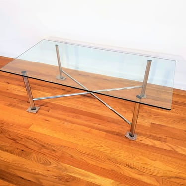 Mid Century Chrome and Glass Coffee Table 