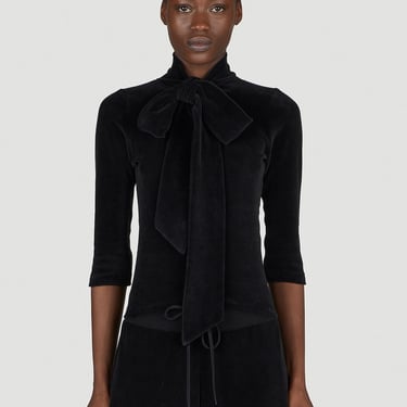 Balenciaga Women Scarf Turtleneck Terry-Cloth Blouse