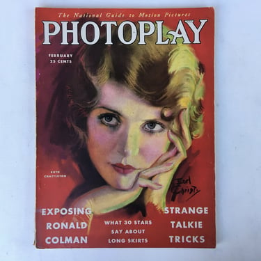 February 1930 Photoplay Magazine, Earl Christy Cover Art, Ruth Chatteron, Vintage Movie Magazine 