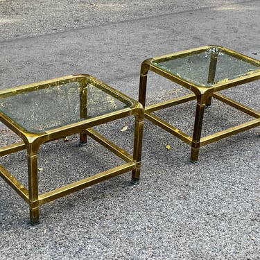 Pair of Mastercraft Mid-Century Brass End Side Tables 