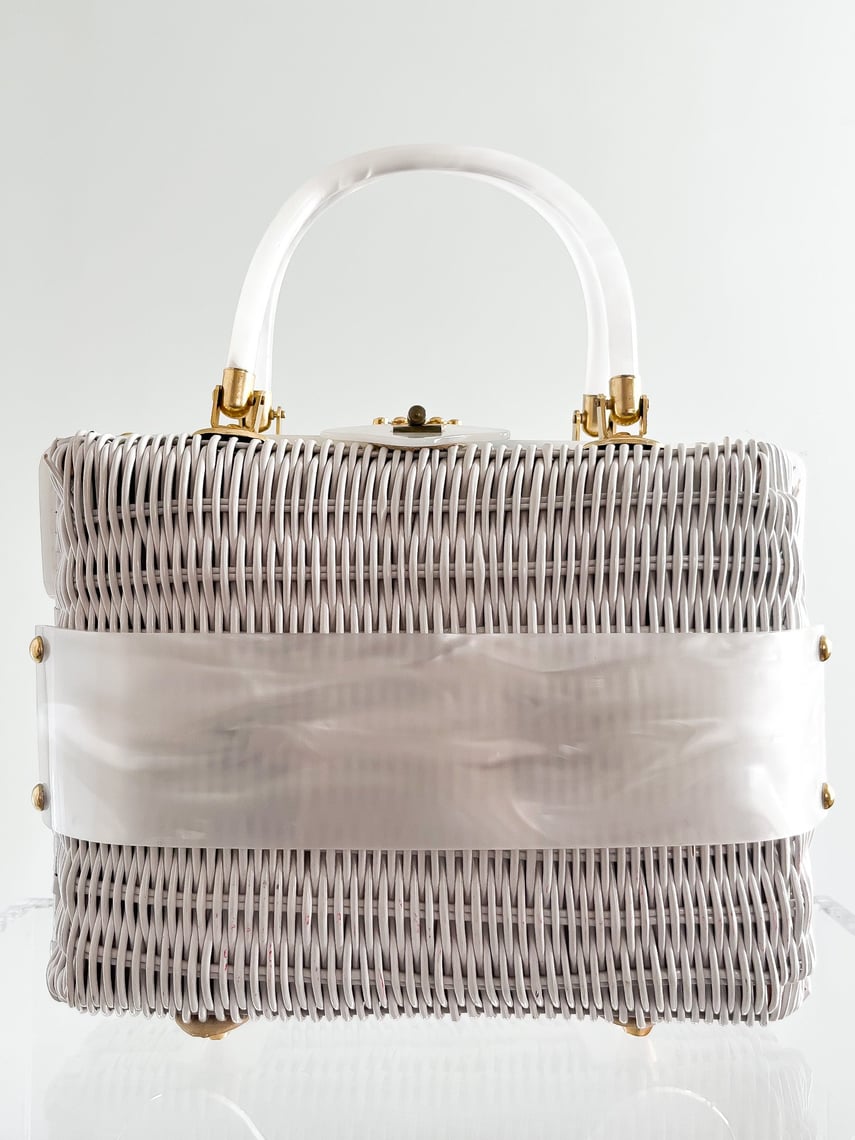 1960's White Wicker Lucite Handbag | Xtabay Vintage | Portland, OR