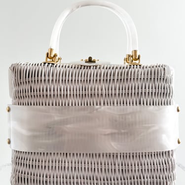 1960's White Wicker Lucite Handbag | Xtabay Vintage | Portland, OR