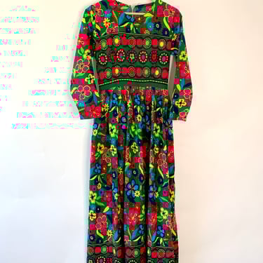70's Dayglow Flower Power Maxi