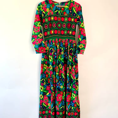 70's Dayglow Flower Power Maxi