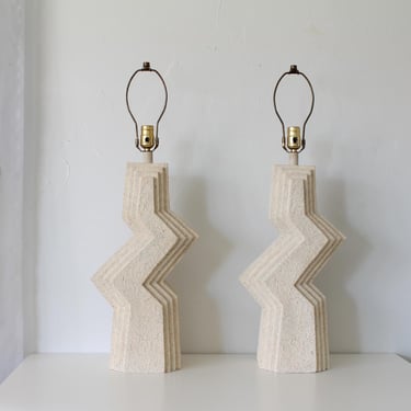 Vintage 80's Zig Zag Lamp, Postmodern Memphis Style Table Lamp 