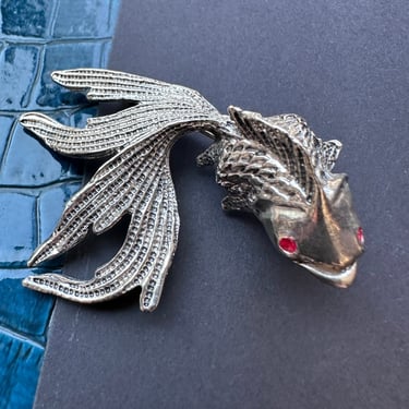 3D Silver Fish Brooch