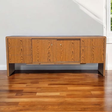 Mid Century Credenza, Vintage, Laminate, Faux Wood, Oak, Formica, Office, Sideboard, Storage, Living Room, MCM, Retro 