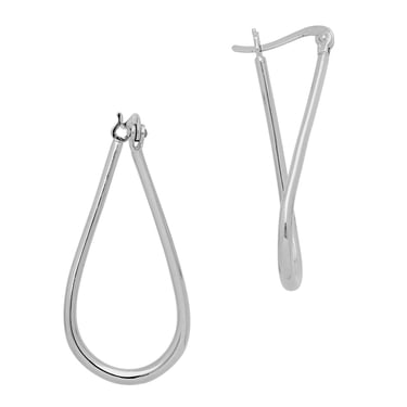 Earrings | Silver Oval Shaped Hoops