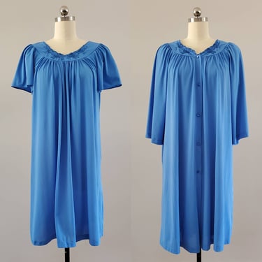 1980s 2pc Sleep Set - Nightgown and Robe by Shadowline - 80s Sleepwear 80's Women's Vintage Size Medium 