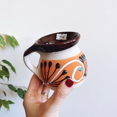 Vintage Jarrito de Barro Mexican Clay Mug 