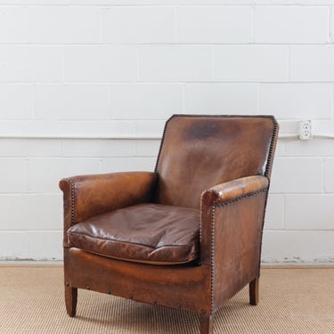 vintage french leather club chair