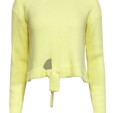 The Range - Yellow Ribbed Knit Sweater w/ Knotted Hem Sz S