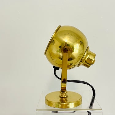 Vintage 1980s Gold Orb Ball Eyeball Brass Spot Light Up Lighting Lamp House of Troy Portable Ship Search Signal Nautical 