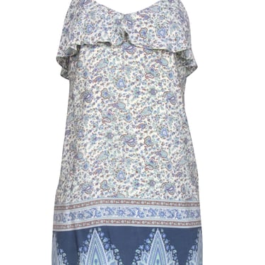 Tibi - Ivory, Blue, Mint, & Tan Paisley Print Silk Dress Sz 2