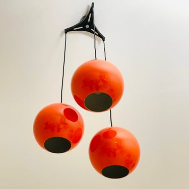 Space Age balls orange metal pendant lamp for Kaiser Germany, 1970s 