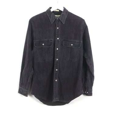 vintage men's CHAMOIS flannel workwear BLACK with men's faded black cotton flannel grunge button down shirt-- size medium 