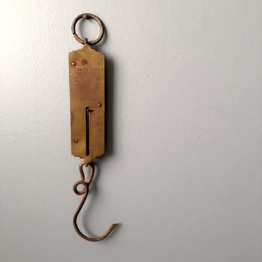 Chatillon's Improved Spring Balance - vintage brass hanging scale 