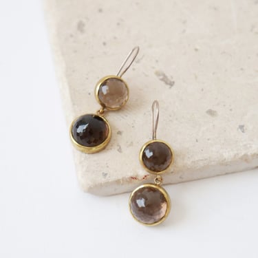 BORA Smoky quartz gold sterling silver earrings 