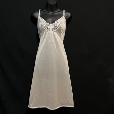 vintage white lace slip 1970s floral full slip dress lingerie 38 