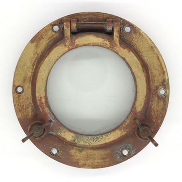 Antique Nautical Brass 9 in. Round Boat Porthole Window