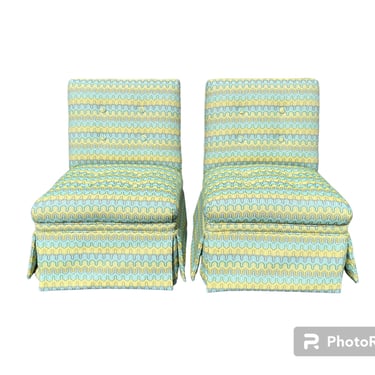 Stunning pair of petite mid century slipper chairs 