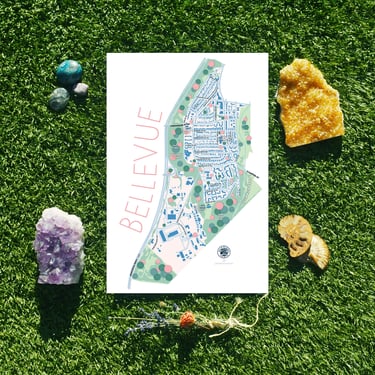 Bellevue SE and SW Washington DC neighborhood map art print 11x17 