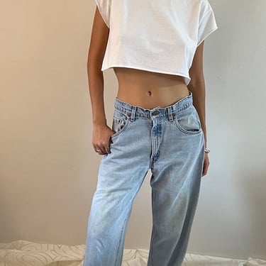30 Levis 560 vintage jeans / vintage light wash faded soft worn in high waisted zipper fly Levis 560 loose fit boyfriend jeans | size 30 