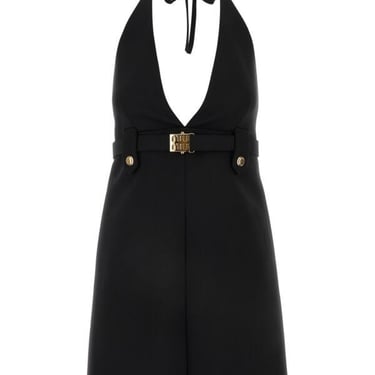 Miu Miu Women Black Stretch Wool Dress