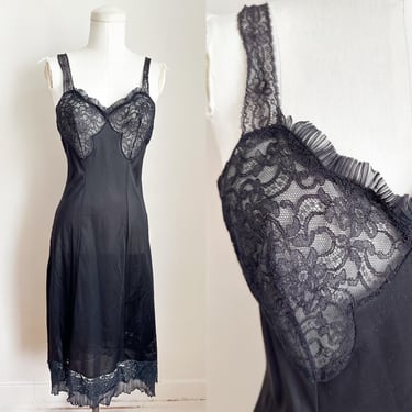 Vintage 1950s Munsingwear Black Full Slip / S 