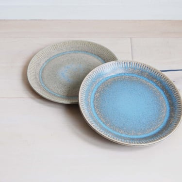 Set of 2 Danish Modern Knabstrup Stentos Series 'Noddebo' Salad Plates Johannes Hansen Made in Denmark 