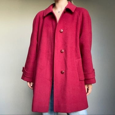 Vintage Red Wool 70s 80s Women’s Pendleton Coat Jacket Mid Length Trench Size 12 