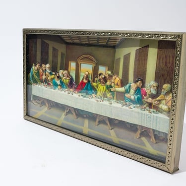 Mid Century Last Supper, Vacuum Mold, 3 Dimensional, Shadow Box Frame, 15