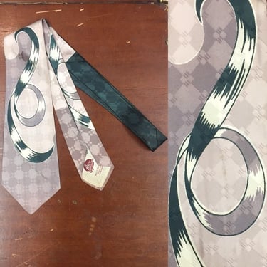 Vintage 1940s,  Arco Cravats, Ribbon Design, Rockabilly Tie, Vintage Tie, Vintage Clothing, 1950s Tie, lined, 