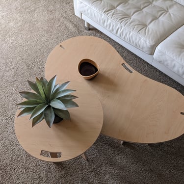 big bean coffee table with circle side table 