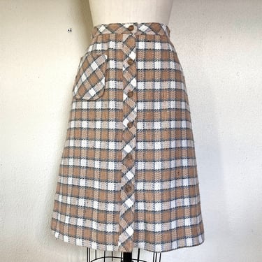 1960s Plaid wool a-line skirt 
