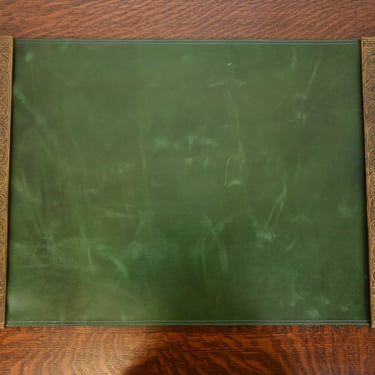 Tiffany Studios New York Venetian Bronze Doré Blotter Ends With Leather Desk Blotter