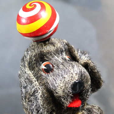 Vintage Wind Up Dog | Twisty Circus Dog Toy with Spinning Ball on His Head | Partially Working - Over-Wound | Made in Japan |Bixley Shop 