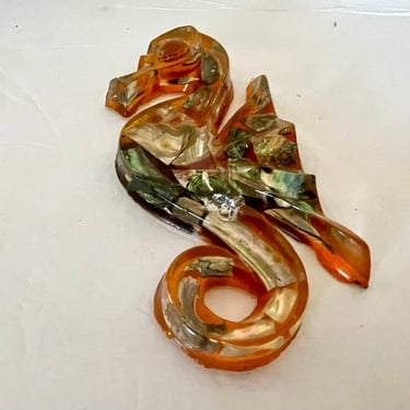Vintage 1960s Lucite Seahorse Wallhanging 